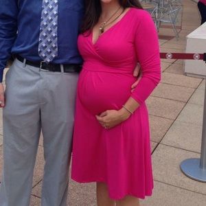 Hot Pink Long sleeve Maternity Dress s-m